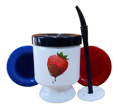 Mate Plastico Frutilla Fresa Chocolate Stranwberry