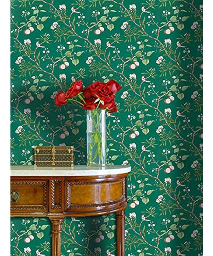 Retro Green Floral Peel And Stick Wallpaper 17.7  X 118 Auto