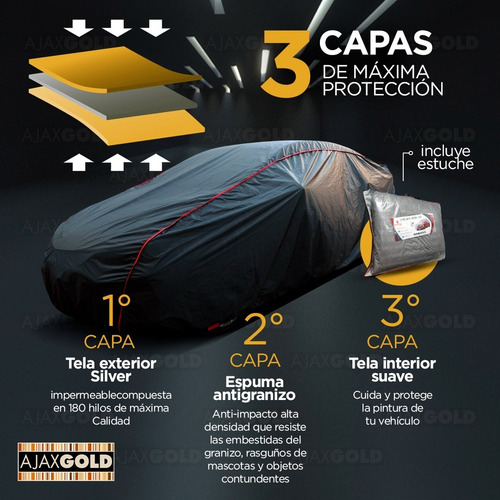 Imagen 3 de 6 de Funda Cubre Auto Antigranizo Cobertor Impermeable Premium