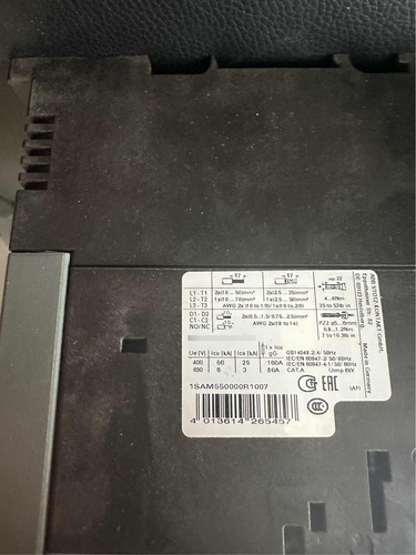 Guardamotor Abb En Caja De 45 A 63amp 1sam550000r1 Frecuencia 60hz