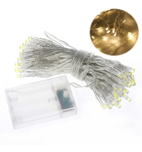 Guirnalda 50 Led Luz Calida A Pilas Apta Exterior