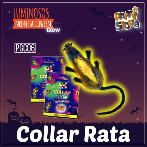 Collar Rata Party Glow Neon Luz Halloween Souvenir X10