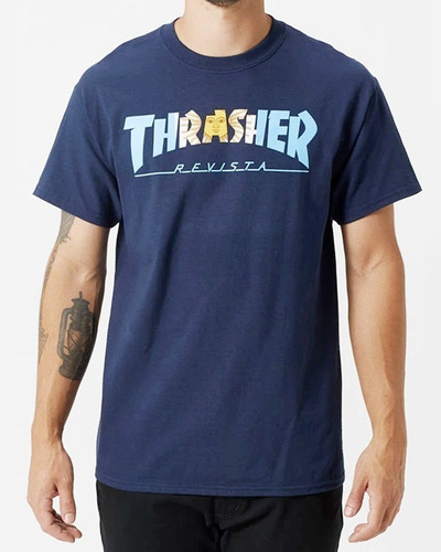 Polera Thrasher Skate Argentina Navy Blue | Laminates