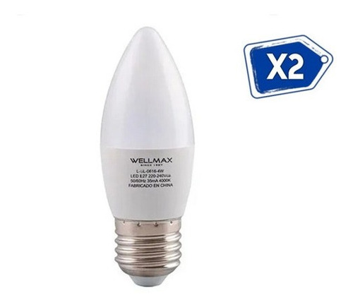 Bombillo Led Tipo Vela 5w Edison C37 Wellmax 6500k E27