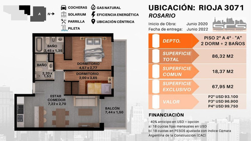 Imagen 20 de 22 de 1 Dormitorios Contrafrente C/amenities - Rioja 3071