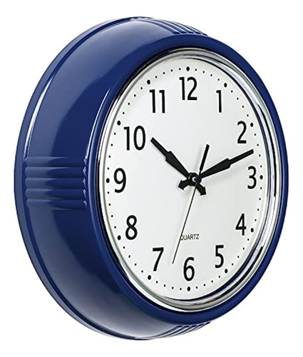 Bernhard Productos Reloj De Pared Retro 9.5 Pulgadas Azul Ma