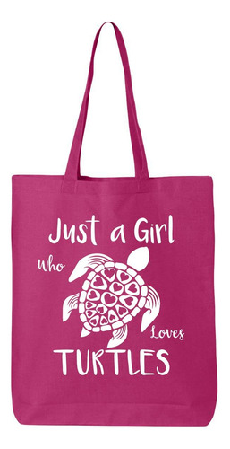 Shop4ever® Just Girl Who Love Turtl Bolsa Compra Algodon 6