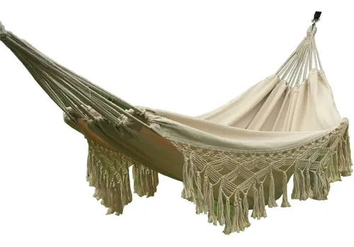 comprar Hamaca Tejida De Algodón Colgante Con Flecos Boho Blanco Nat