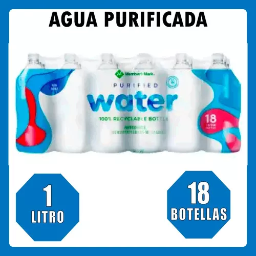 Agua Purificada 1 Litro Member's Mark Paquete De 18 Botellas