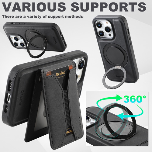 Capa De Couro 2 Em 1 Com Anel Giratório Para Iphone16