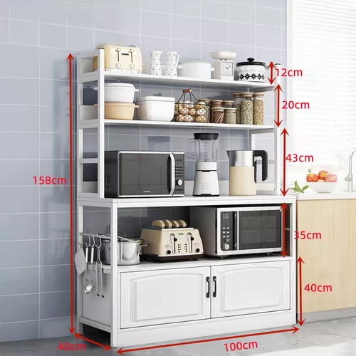 Alacena Armario Almacenamiento Cocina De 4 Nivele Microondas Color Blanco