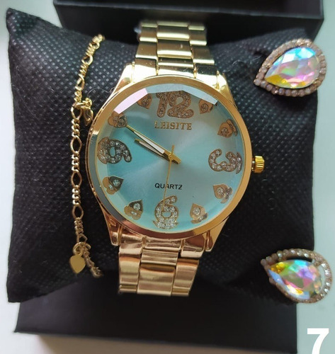 Conjunto De Relógio Feminino - Brincos - Pulseira+ Caixa