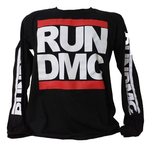 Camiseta Run Dmc Logo Manga Longa. Rap Hiphop Run Dmc