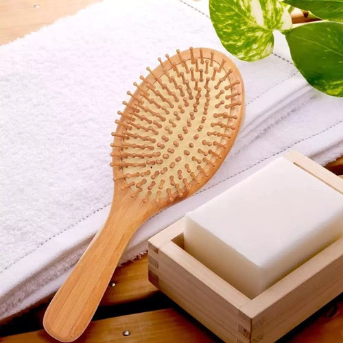 Imagen 5 de 6 de Cepillo Cabello Cerdas Naturales Bambu Frizz Estimula Caida