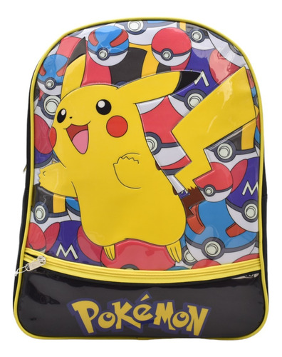 Mochila Pokemon Pikachu Pokebolas Estampado Relieve 159097 Primaria Ruz Color Multicolor
