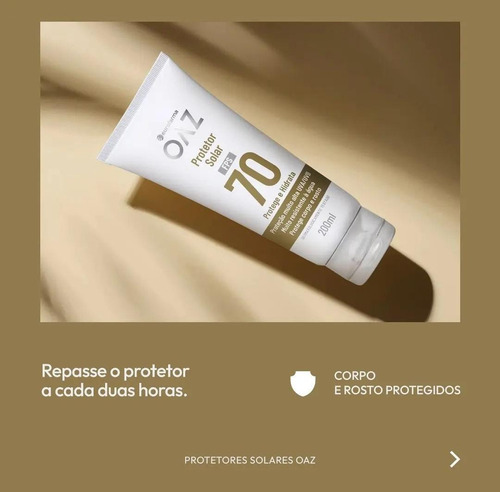 Protetor Solar Fator 70 Fps 200ml - Oaz