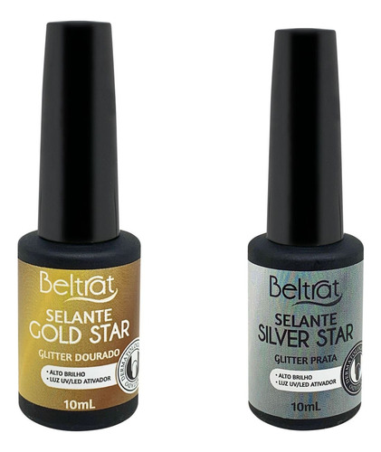 Top Coat Selante Beltrat Silver E Gold Star Glitter Kit