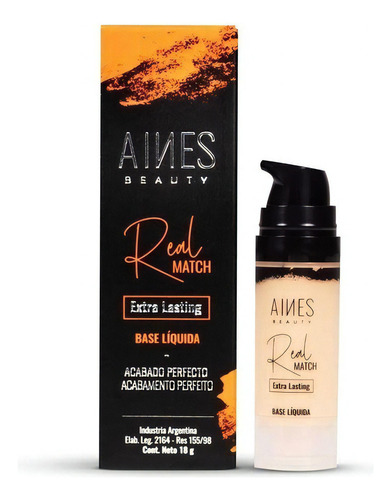 Base Líquida Aines Beauty Real Match Extra Lasting De 18g