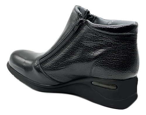 Bota Cuero Mujer Acolchada Taco Chino Cierre