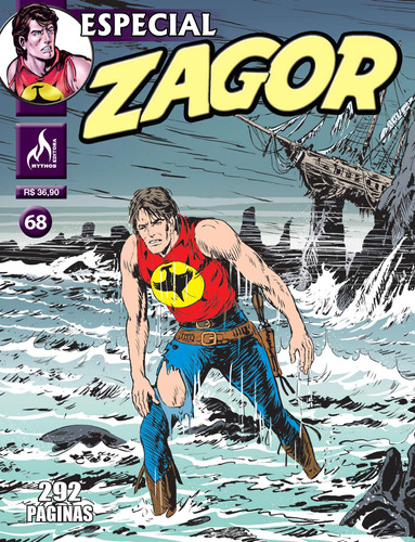 Zagor Especial Nº 068: O mistério da ilha, de Burattini, Moreno. Editora Edições Mythos Eireli,Sergio Bonelli Editore, capa mole em português, 2020