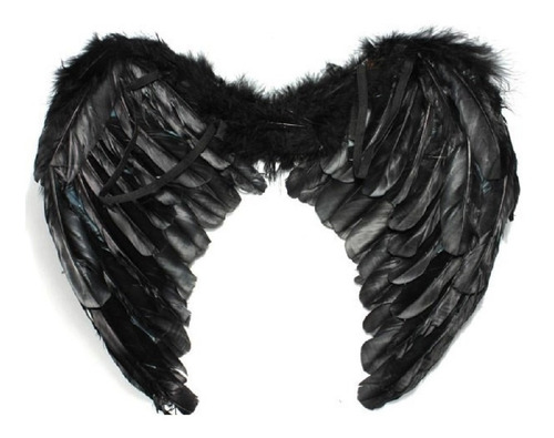 Alas De Angel Negras Con Plumas Ideal Disfraz Grandes