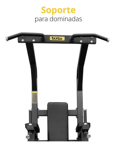 Torre Multifuncional Abdominales Fondos Gym Tayga Estructura Negro Tapizado Negro