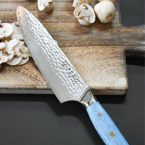 Imagen 4 de 5 de Cuchillo Acero Damasco 8,0'' Zero Knives - Bt Chef Y Asado