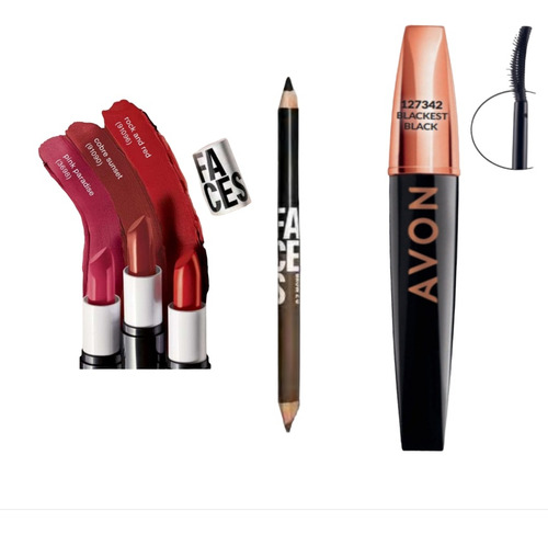 Pack X 3 Lápiz Labial+ Delineador De Ojos+ Rimel Natura Avon