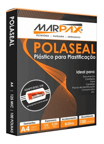 Imagem 1 de 5 de Polaseal A4 Plástico Para Plastificação 220x307x0,05mm 100un