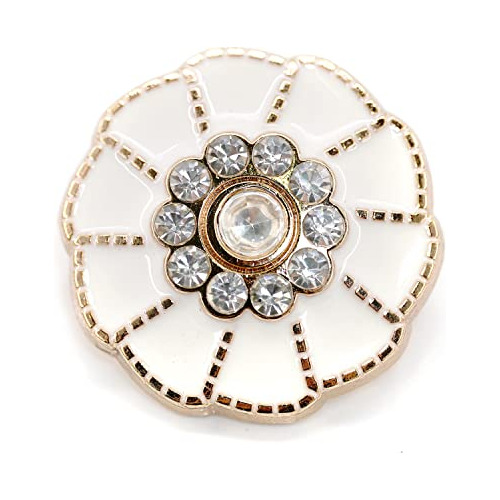 20 Pétalos De Esmalte Blanco Con Forma De Flor Con Rin De Cr