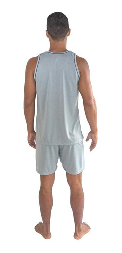 Imagem 4 de 5 de Pijama Adulto Roupa De Dormir Masculino Regata E Short Verão