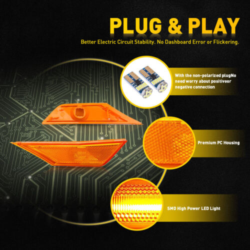 2pcs Side Marker Lights Signal Turn Lamps W/led Bulbs Fo Bbv