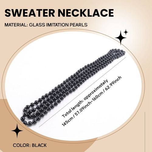 Collar De Cadena De Suéter Largo Con Perlas De Imitación A L