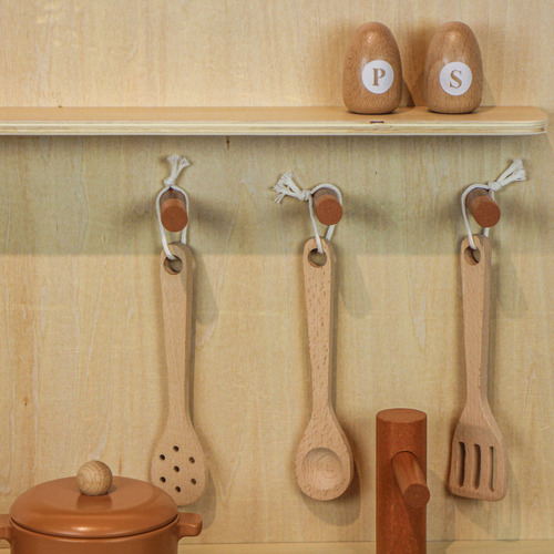 Cozinha Infantil De Madeira/mercadinho Para Crianças Cor Terracota