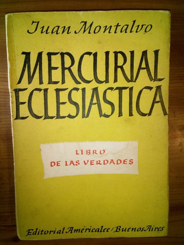 Libro Mercurial Eclesiástica Juan Montalvo