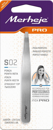 Pinza profesional para depilación de cejas con punta recta