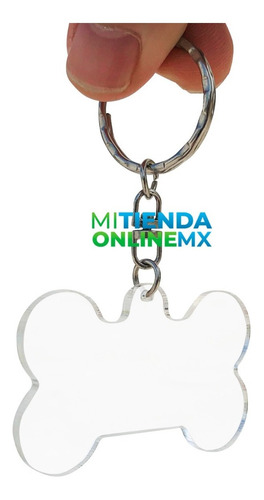 Imagen 2 de 4 de Llaveros Acrílico Forma Hueso, Pack 20 Piezas - 4.5x2 Cm
