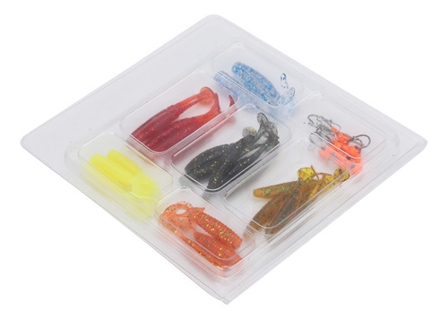 Juego De Anzuelos De Pesca Con Cabeza De Plomo Y Cebo De Una