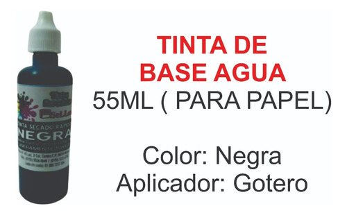 Tinta Para Sello Autoentintable,  Base Agua 55ml  Sellox