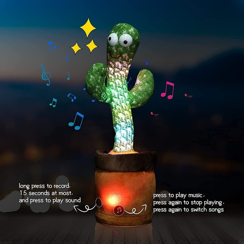 Cactus Bailarín Peluche Felpa Juguete Para Niños Recargable