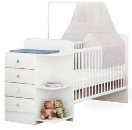 Cuna Dormitorio Infantil 4 Cajones Repisa 411