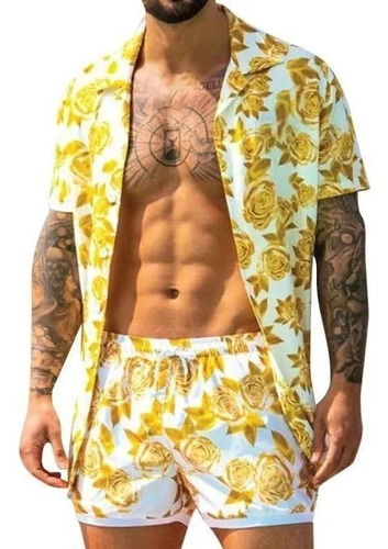 Conjunto De Hombre Con Estampado Premium De Ropa De Playa L