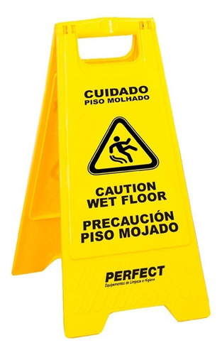 Imagem 3 de 3 de Placa Sinalizadora Cuidado Piso Molhado 380056 Perfect