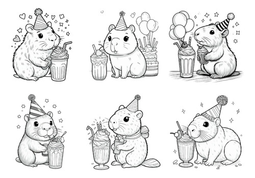 Kit Imprimible Planillla Juegos Cumpleaños Capibara Editable