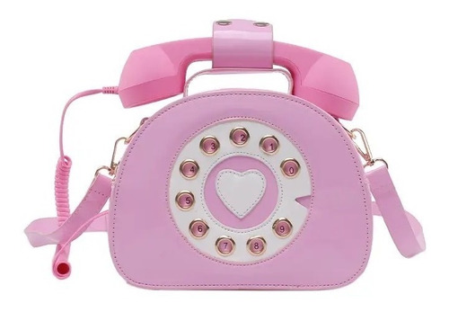 Bolsa Para Dama Forma De Teléfono Kawaii Crossbody Rosa