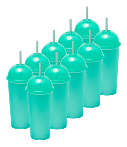 30 Vasos Reusables Saturn 20 Oz Con Tapa Domo Tipo Bolo Color Verde Metalico
