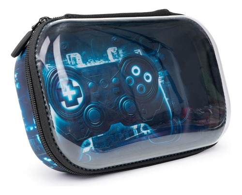 Lapicera Escolar Zipit Transparente Gamer Color Azul Oscuro