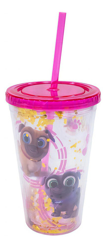 Copo Canudo Rosa Puppy Dog Pals 450ml - Disney