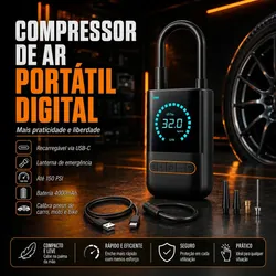 Compressor De Ar Mini Bomba Calibrador De Ar Portátil Recarregável Para Pneus De Bicicleta Moto Carro Bolas Infláveis - R$ 51,48