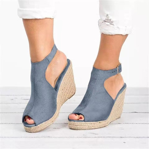Sandalias Con Punta Abierta Y Suela De Lino Con Forma De Pez